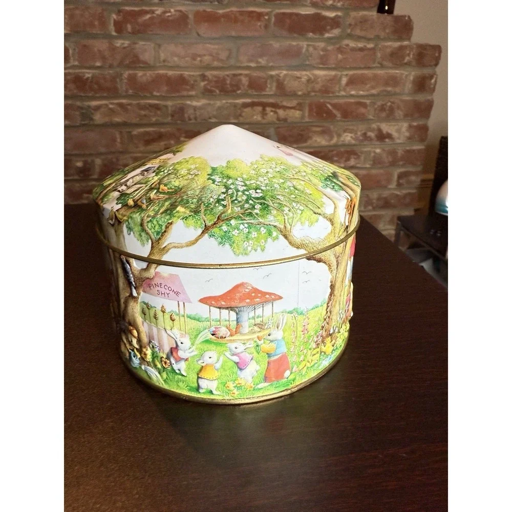 Churchill's Woodland Fair Animal Embossed‎ Tin Empty Canister Collectible